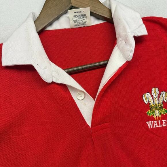 Vintage Wales Rugby Shirt Men's Large Red Embroidered Logo Soccer Futbol 90s - Picture 3 of 13